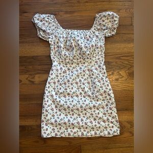 MABLE White and Pink Floral Mini Dress